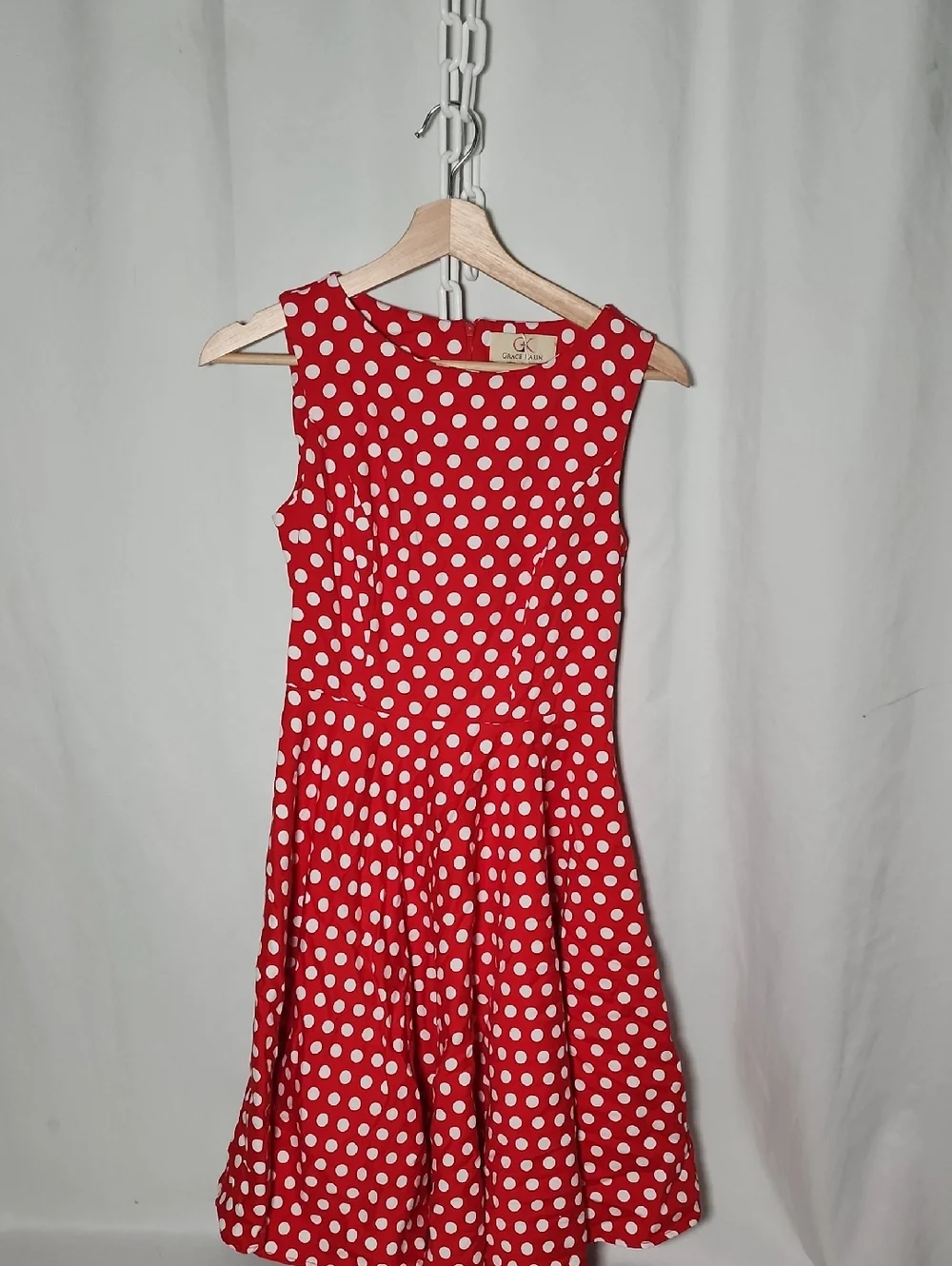 Grace Karin Red and White Polka Dot Midi Dress - Picture 3 of 9